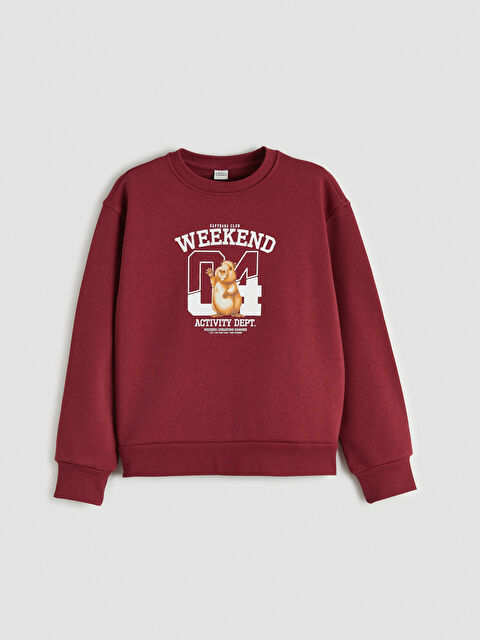 LCW Kids Baskılı Kız Çocuk Kalın Sweatshirt - S6O460Z4-HLB