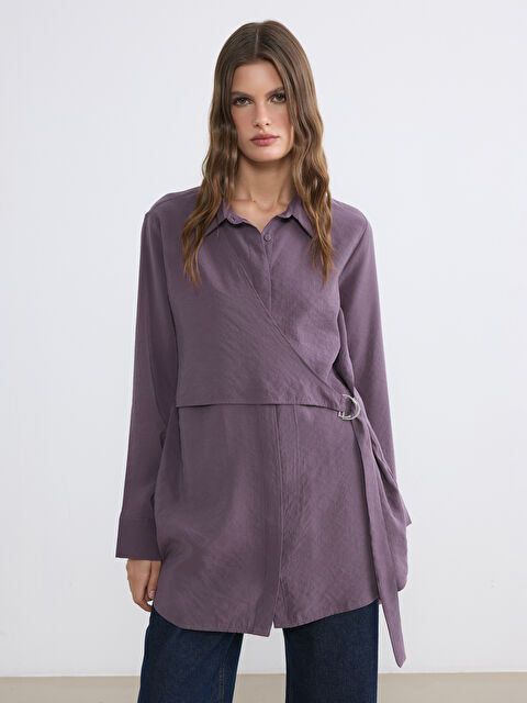 LCW EVERYDAY Asimetrik Bağlama Detaylı Kadın Gömlek Tunik - S6O473Z8-UVD