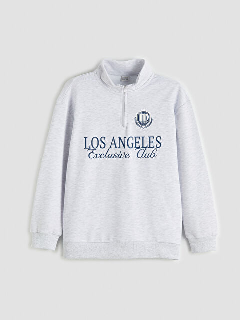LCW Kids Los Angeles Baskılı Dik Yaka Erkek Çocuk Sweatshirt - S6O493Z4-LAK