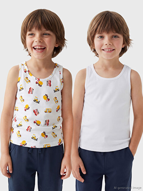 LCW Kids Bisiklet Yaka Erkek Çocuk Atlet 2'li - S6O502Z1-LRA