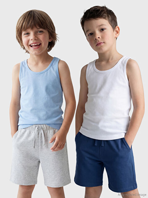 LCW Kids Bisiklet Yaka Erkek Çocuk Atlet 2'li - S6O506Z1-GJY