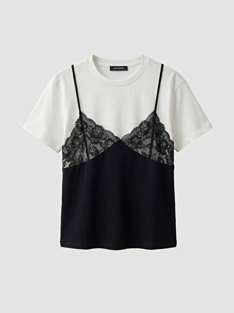 LCW Vision Bisiklet Yaka Dantel Detaylı Bluz - S6O520Z8-R9J