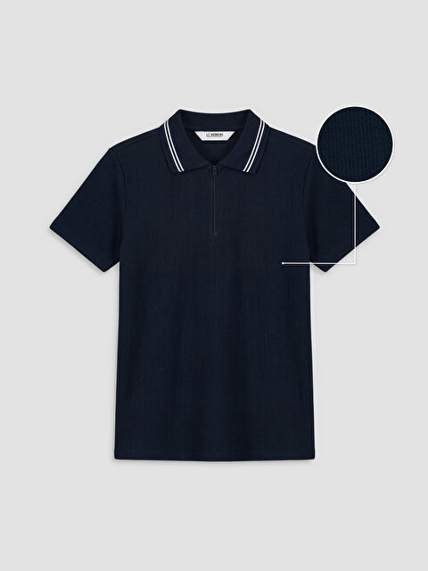 LCW Kids Fermuarlı Polo Yaka Erkek Çocuk Tişört