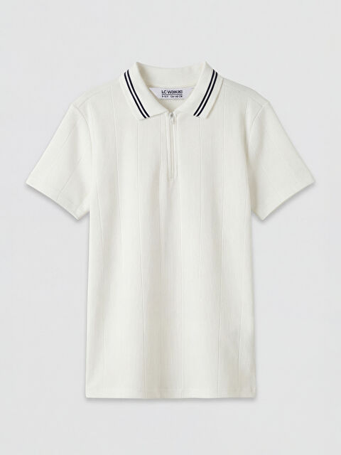 LCW Kids Fermuarlı Polo Yaka Erkek Çocuk Tişört