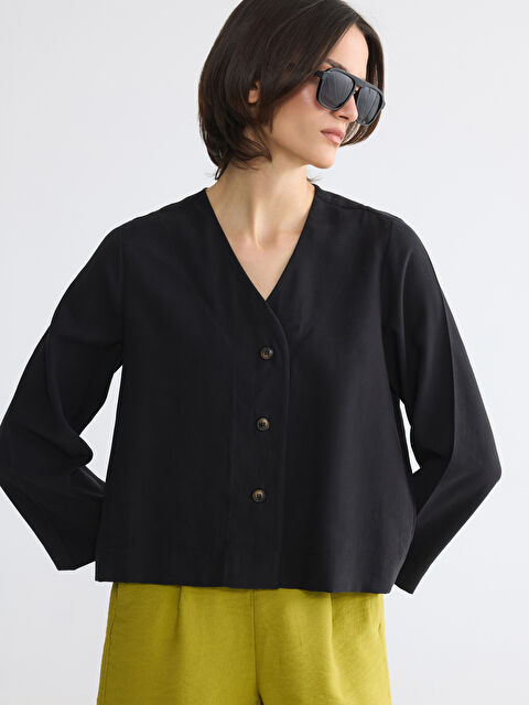 LCW EVERYDAY V Yaka Modal Karışımlı Bluz