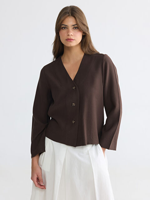 LCW EVERYDAY V Yaka Modal Karışımlı Bluz