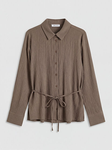 LCW EVERYDAY Kuşaklı Kadın Gofre Gömlek - S6O549Z8-1SN