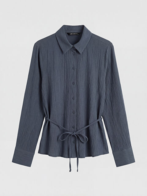 LCW EVERYDAY Kuşaklı Kadın Gofre Gömlek - S6O549Z8-2BI