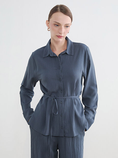 LCW EVERYDAY Kuşaklı Kadın Gofre Gömlek