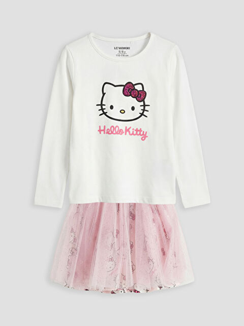 LCW baby Hello Kitty Baskılı Kız Çocuk Tişört ve Tütü Etek - S6O553Z1-R9J