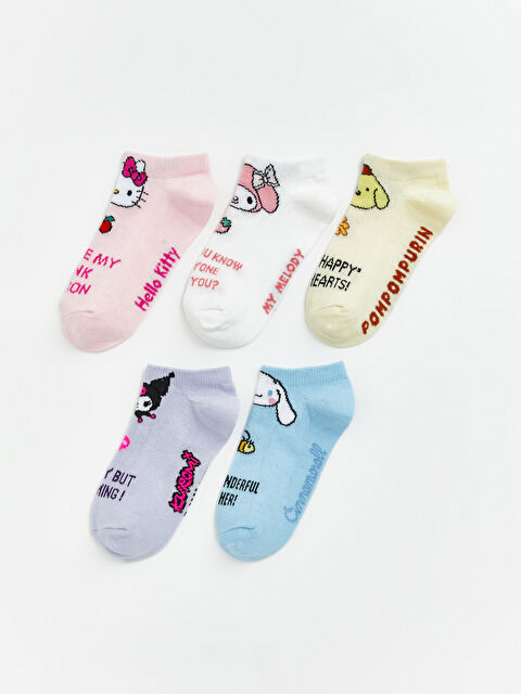 LCW Kids Hello Kitty ve Arkadaşları Desenli Kız Çocuk Patik Çorap 5'li