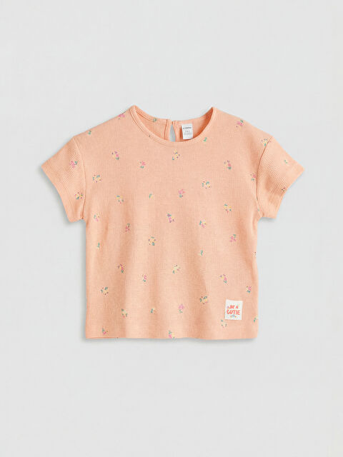 LCW Kids Bisiklet Yaka Çiçekli Kız Çocuk Tişört - S6O560Z1-LR9