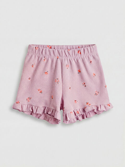 LCW Kids Beli Lastikli Çiçekli Kız Çocuk Şort