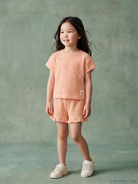 LCW Kids Beli Lastikli Çiçekli Kız Çocuk Şort