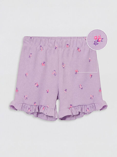 LCW Kids Beli Lastikli Çiçekli Kız Çocuk Şort