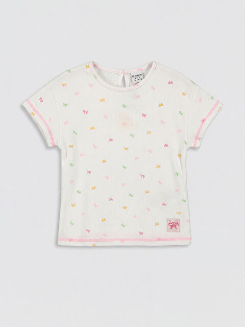 LCW Kids Bisiklet Yaka Baskılı Kız Çocuk Tişört - S6O562Z1-LRA