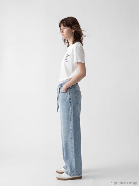 XSIDE Beli Lastikli Wideleg Kadın Jean Pantolon - S6O576Z8-J0N