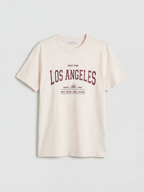 LCW Vision Bisiklet Yaka Los Angeles Baskılı Kadın Tişört - S6O591Z8-FES
