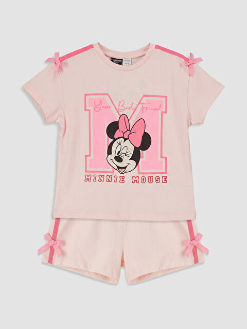 LCW Kids Minnie Mouse Baskılı Kız Çocuk Tişört ve Şort