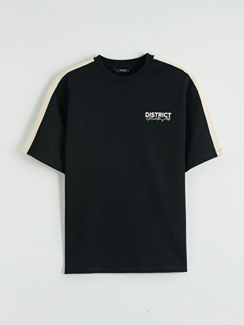 XSIDE Bisiklet Yaka Şeritli Baskılı Erkek Tişört - S6O613Z8-CVL