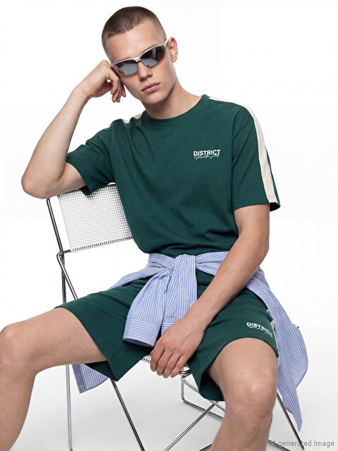 XSIDE Bisiklet Yaka Şeritli Baskılı Erkek Tişört - S6O613Z8-1SJ