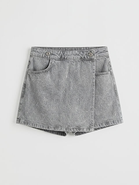 LCW Kids Taş İşlemeli Kız Çocuk Jean Şort Etek - S6O628Z4-SHN