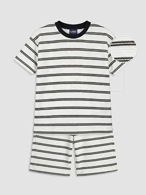 LCW Kids Çizgili Erkek Çocuk Şortlu Takım