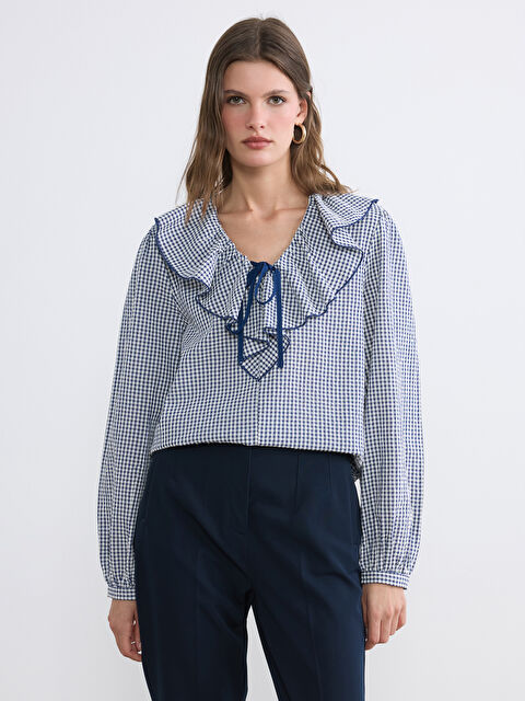 LCWAIKIKI Classic Bebek Yaka Ekose Bluz - S6O658Z8-LN6