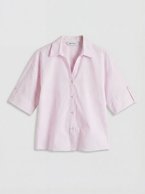 LCWAIKIKI Classic Çizgili Poplin Kadın Gömlek - S6O712Z8-LHK