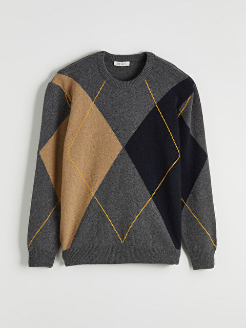 LCW Vision Bisiklet Yaka Baklava Desenli Erkek Triko Kazak - S6O714Z8-LAL