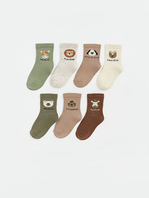 LCW Kids Hayvan Baskılı Erkek Bebek Soket Çorap 7'li - S6O738Z1-FLL