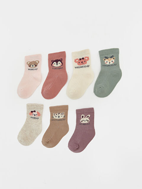 LCW baby Desenli Kız Bebek Soket Çorap 7'li - S6O740Z1-FUG