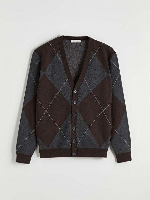 LCW Vision Standart Kalıp Baklava Desenli Erkek Triko Hırka - S6O751Z8-L8N