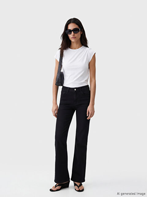 LCW Jeans Yüksek Bel Flare Kadın Jean Pantolon - S6O752Z8-327