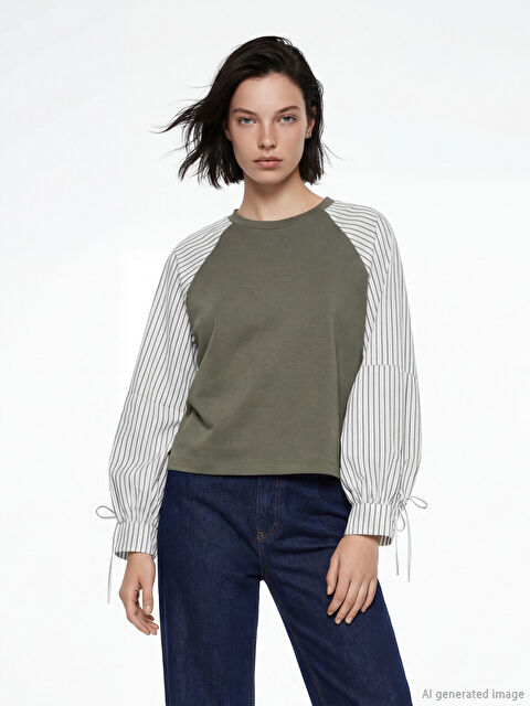 Natuvera Bisiklet Yaka Çizgili Bluz - S6O790Z8-ZYL