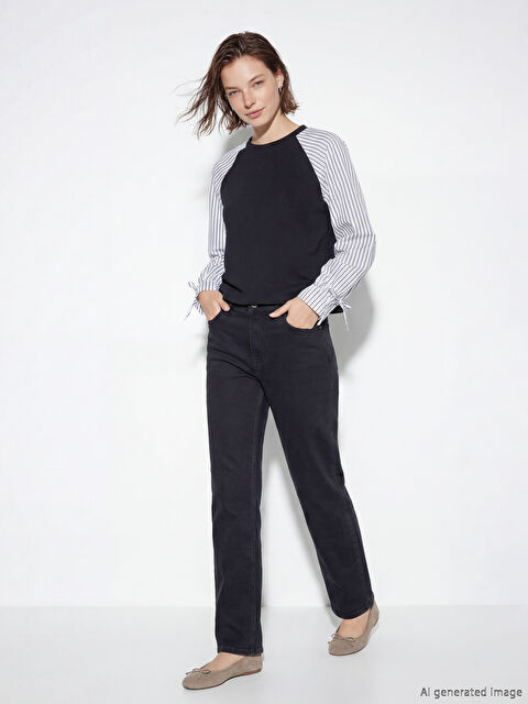 Natuvera Bisiklet Yaka Çizgili Bluz - S6O790Z8-UP7