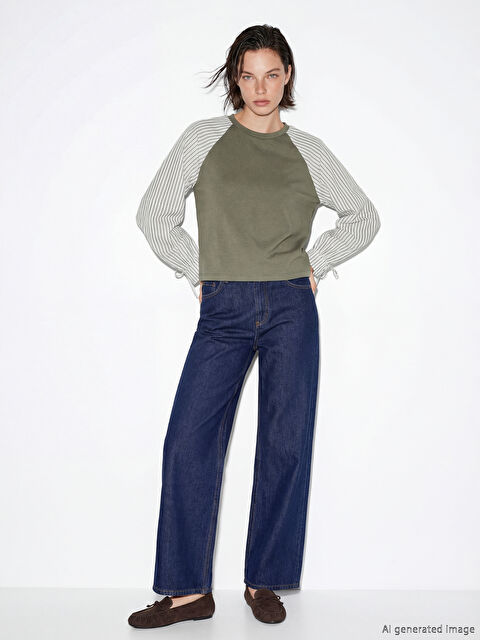 Natuvera Bisiklet Yaka Çizgili Bluz - S6O790Z8-ZYL