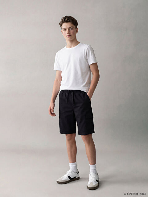 LCW Kids Beli Lastikli Erkek Çocuk Kargo Şort