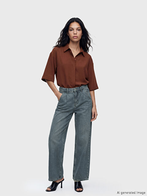 LCW Jeans Yüksek Bel Wideleg Kadın Jean Pantolon