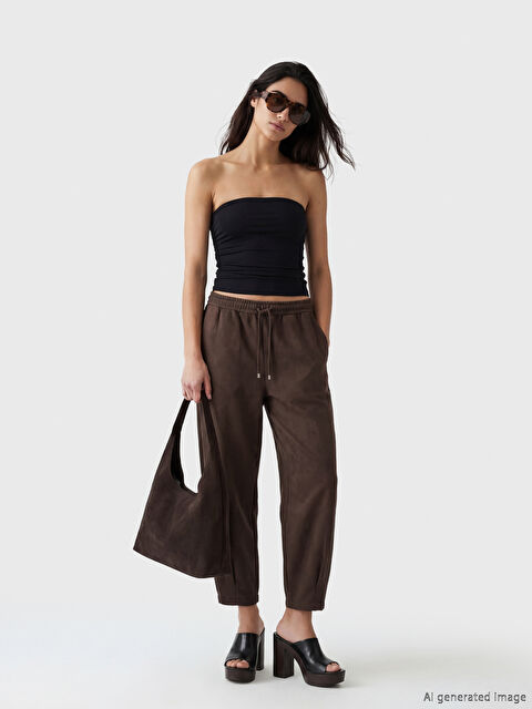 LCW Vision Beli Lastikli Süet Görünümlü Kadın Pantolon - S6O888Z8-ZUP