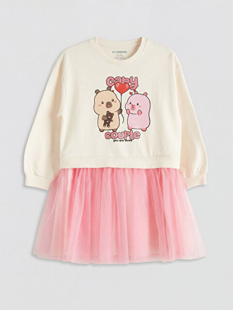 LCW Kids Capyfun Baskılı Kız Çocuk Tütü Elbise - S6O891Z1-FRC