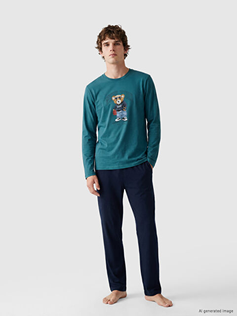 LC WAIKIKI Regular Fit Teddy Baskılı Erkek Pijama Takımı