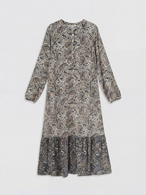 LCW Grace Bisiklet Yaka Desenli A Kesim Elbise