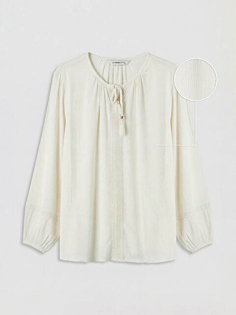 LCW Grace Bağlamalı Yaka Dokulu Bluz