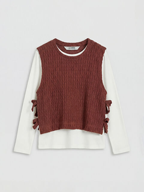 LCW Kids Bisiklet Yaka Kız Çocuk Triko Süveter ve Tişört - S6O934Z4-R9J