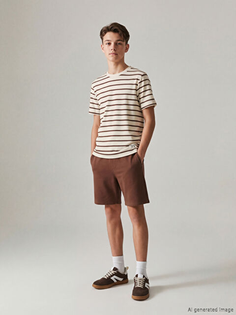 LCW Kids Çizgili Erkek Çocuk Tişört ve Şort - S6O967Z4-LEW