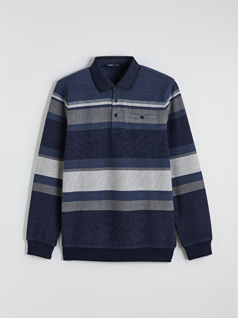 LCWAIKIKI Classic Polo Yaka Çizgili Sweatshirt - S6O986Z8-LGB