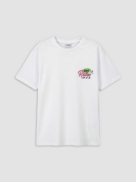 LCW Kids تي شيرت مطبوع بياقة دائرية للبنات