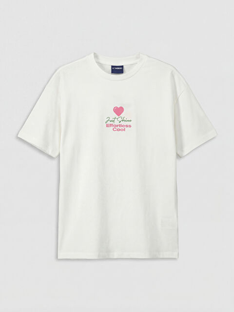 LCW Kids تي شيرت بناتي مطبوع بياقة دائرية