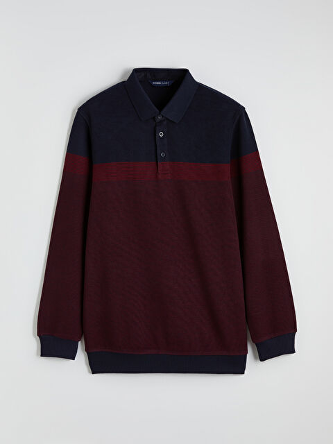 LCWAIKIKI Classic Polo Yaka Renk Bloklu Erkek Sweatshirt - S6O998Z8-LET